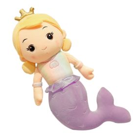 Cute Mermaid Princess Plush Pillow 50cm for Girls Gift Bed Sofa Decor, Purple