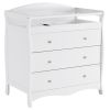 90*58*99cm Three Drawers With Seat Belt Baby Wooden Bed Nursing Table White