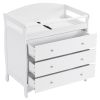 90*58*99cm Three Drawers With Seat Belt Baby Wooden Bed Nursing Table White