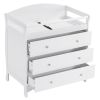 90*58*99cm Three Drawers With Seat Belt Baby Wooden Bed Nursing Table White