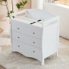 90*58*99cm Three Drawers With Seat Belt Baby Wooden Bed Nursing Table White