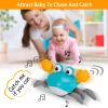 Crawling Crab Baby Toy with Music and LED Light for Kid Interactive Learning Toy Automatically Avoid Obstacles Walking Dancing Toy