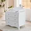 90*58*99cm Three Drawers With Seat Belt Baby Wooden Bed Nursing Table White