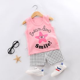 Fashion Children's Sleeveless Vest Shorts Set (Option: Red Pie Star-73CM)