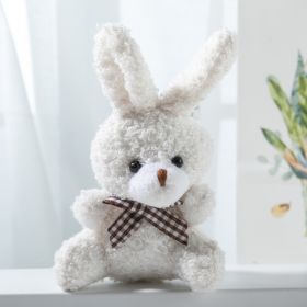 Cartoon Cute Bow Tie Sitting Bunny Doll Children's Toy Plush Pendant (Option: White-10cm)