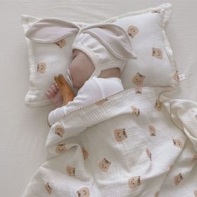 Cartoon Printed Baby Pure Cotton Yarn Cloth Blanket Summer Quilt (Option: 3 Pillow Squirrel-Free Size)