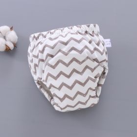 Baby Training Pants Washable 6-layer Gauze Diaper Cover (Option: Khaki Stripe Wave-L Code-5PCS)