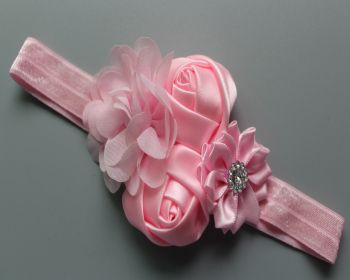 Children's Chiffon Rose Elastic Hair Band (Color: pink)