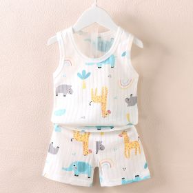 Fashion Children's Sleeveless Vest Shorts Set (Option: Zoo-73CM)