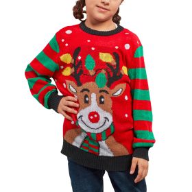 Autumn And Winter New Children's Christmas Clothing Elf Sweater Pullover Long Sleeve Sweater (Option: Elk 1-S)