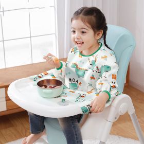 Waterproof Anti-fouling Short Sleeve Eating Saliva Pocket One Dining Table (Option: Green dinosaur)