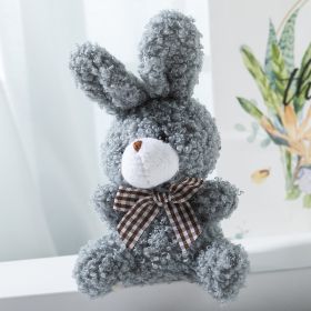 Cartoon Cute Bow Tie Sitting Bunny Doll Children's Toy Plush Pendant (Option: Gray-10cm)