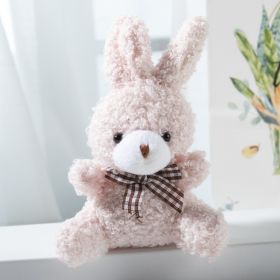 Cartoon Cute Bow Tie Sitting Bunny Doll Children's Toy Plush Pendant (Option: Pink-10cm)