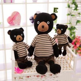 Soft And Cute Polka Dot Bear Toy Doll (Option: Black Bear Striped T-55cm)