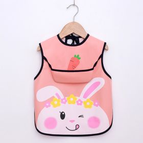 Summer Thin Baby Waterproof Eating Overalls (Option: Orange pink radish rabbit-2to4 years old)