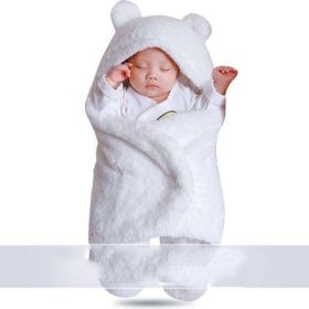 Baby Hold Newborn Thickened Out Wrap Swaddle Sleeping Bag (Option: White velvet-70x80cm)