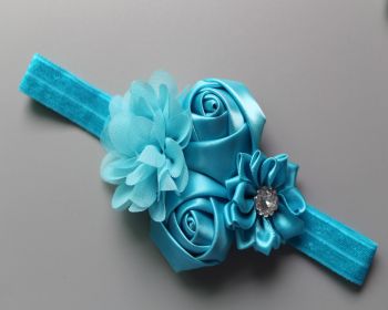 Children's Chiffon Rose Elastic Hair Band (Color: Blue)