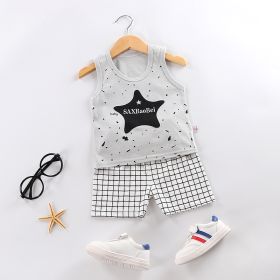 Fashion Children's Sleeveless Vest Shorts Set (Option: Gray Star-73CM)