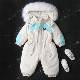 Fashion Winter New Children's Jumpsuit (Option: Two Way Zipper White-90cm)