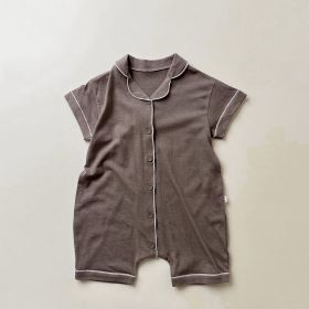 Baby Summer Open-chest Crawl Suit (Option: Dark Coffee-73CM)