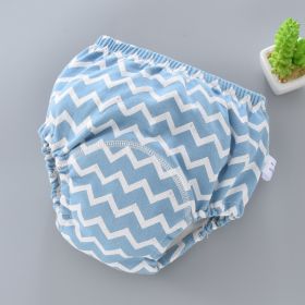 Baby Training Pants Washable 6-layer Gauze Diaper Cover (Option: Blue Background Striped Wave-L Code-5PCS)