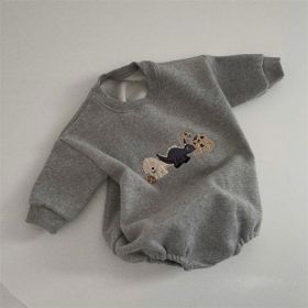 Ins Infant Toddler Korean Style Winter Clothes Jumpsuit (Option: Dark Gray-70cm)