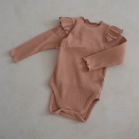 Boys And Girls Fashion Solid Color Triangle Rompers (Option: Pink-73CM)