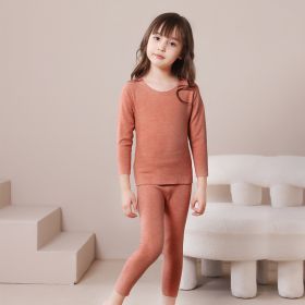 Children's Thermal Wool Silk Underwear Set (Option: Silk Red Agate-110cm)