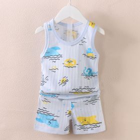 Fashion Children's Sleeveless Vest Shorts Set (Option: Blue Shark-73CM)