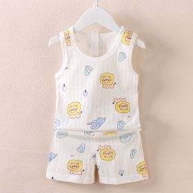 Fashion Children's Sleeveless Vest Shorts Set (Option: White Elephant-73CM)