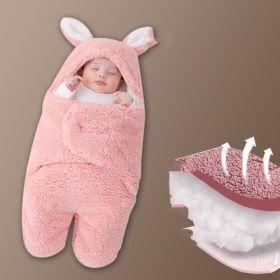 Baby Hold Newborn Thickened Out Wrap Swaddle Sleeping Bag (Option: Pink leg parting-70x80cm)