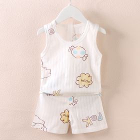 Fashion Children's Sleeveless Vest Shorts Set (Option: White Candy-73CM)