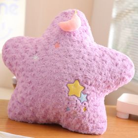 Star Pattern Pillow For Girls Sleeping Moon Plush Toy (Option: Star Pattern Pillow Purple-45cm)