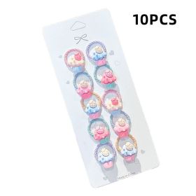 10pcs/set Girls Cartoon Nylon Scrunchie Kids Ponytail Holder Hair Bands Rubber Band Headband Fashion Hair Accessories (Color: A- 4)