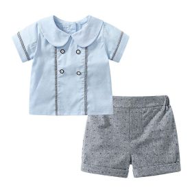 Baby Boy Solid Color Turn-Down Collar Shirt Combo Shorts Sets (Size/Age: 90 (12-24M))