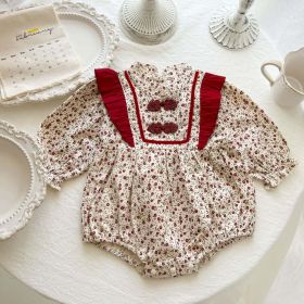 Baby Girl Floral Pattern Chinese Style Snap Buckle Design Bodysuit (Size/Age: 73 (6-9M))