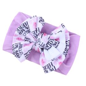 Fashion Kids Double Layer Printed Bow Bandana (Option: Purple english)