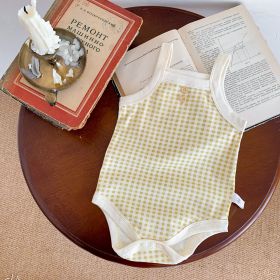 Children's Plaid Romper One-piece Jumpsuit (Option: Yellow-66cm)