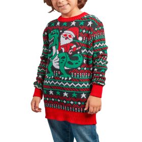 Autumn And Winter New Children's Christmas Clothing Elf Sweater Pullover Long Sleeve Sweater (Option: Dinosaur 3-S)