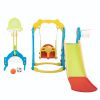 5 in 1 Slide and Swing Playing Set, Toddler Extra-Long Slide with 2 Basketball Hoops, Football, Ringtoss, Indoor Outdoor XH