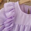 Baby Solid Color Ruffle Design Simple Style Summer Dress