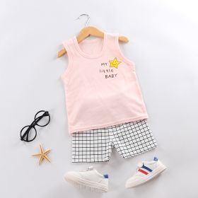 Fashion Children's Sleeveless Vest Shorts Set (Option: Pink Smiley Face-73CM)