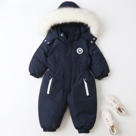 Fashion Winter New Children's Jumpsuit (Option: Dark Blue-90cm)