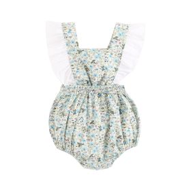 Baby Flower Strap Korean Version Girl Bodysuit (Option: Green-0to6m)