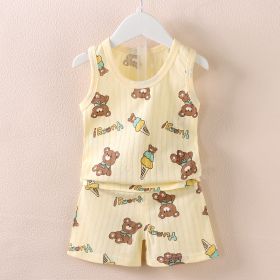 Fashion Children's Sleeveless Vest Shorts Set (Option: Yellow Bear-73CM)