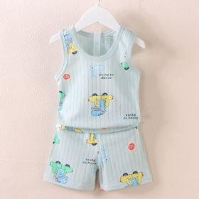 Fashion Children's Sleeveless Vest Shorts Set (Option: Gray Car Dinosaur-73CM)