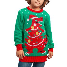 Autumn And Winter New Children's Christmas Clothing Elf Sweater Pullover Long Sleeve Sweater (Option: Dinosaur 2-S)