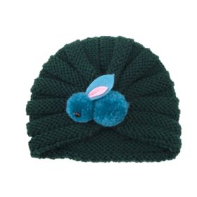 Children Wool Knitted Hat Autumn And Winter (Option: Dark Green Rabbit)