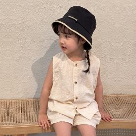 Children's Summer Pure Cotton Thin Suit Vest Shorts (Option: Apricot-80cm)