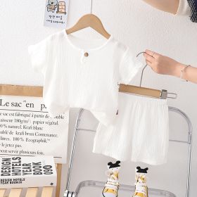 Children's Round Neck Short Sleeve Suit For Girls (Option: White-100cm)